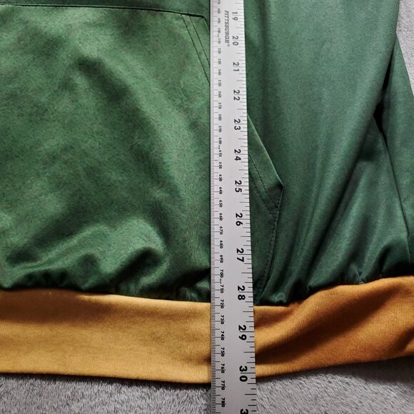 Dykhaily Hoodie Earth Kingdom Theme Green Yellow Graphic Front Pouch Men Sz L - Picture 13 of 13